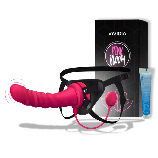 Pink Bloom – Verstelbare voorbinddildo set met vibratie