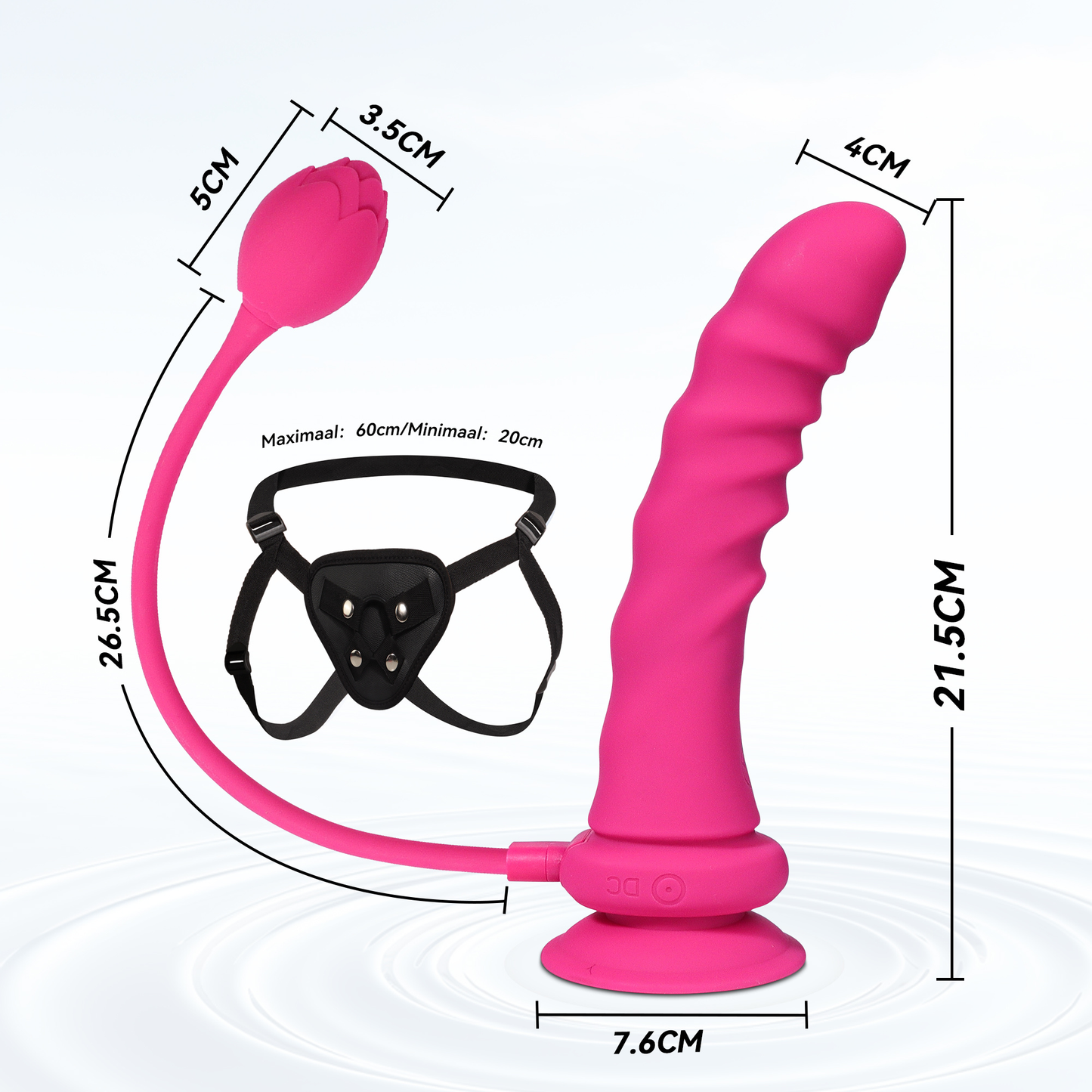 Pink Bloom – Verstelbare voorbinddildo set met vibratie
